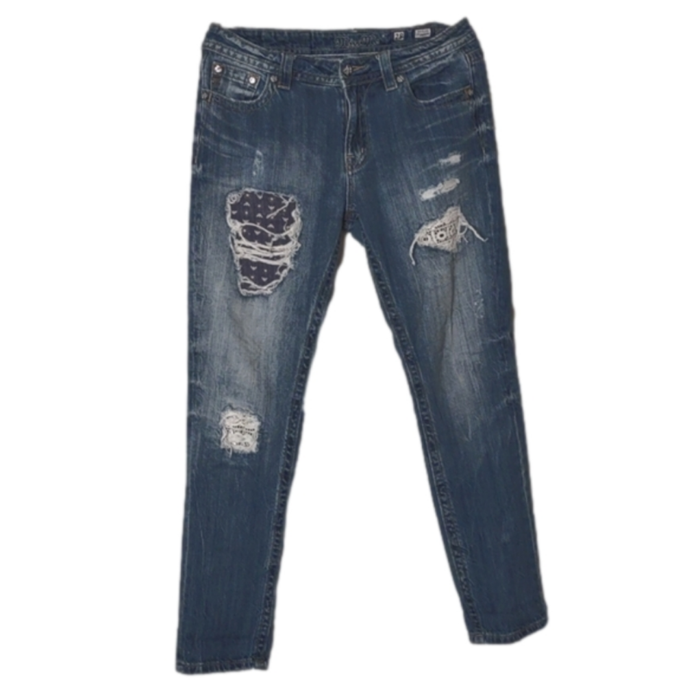 Miss Me Distressed Ankle-length Jeans; See description for measurements